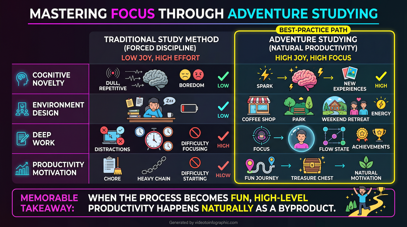 Mastering Focus Through Adventure Studying infographic